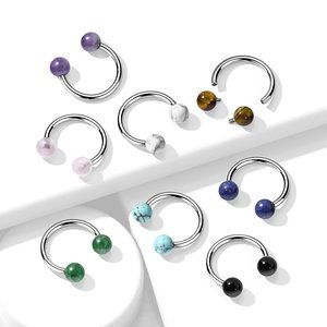 Semi Precious Stone Internally Threaded 316L Surgical Steel Horseshoes